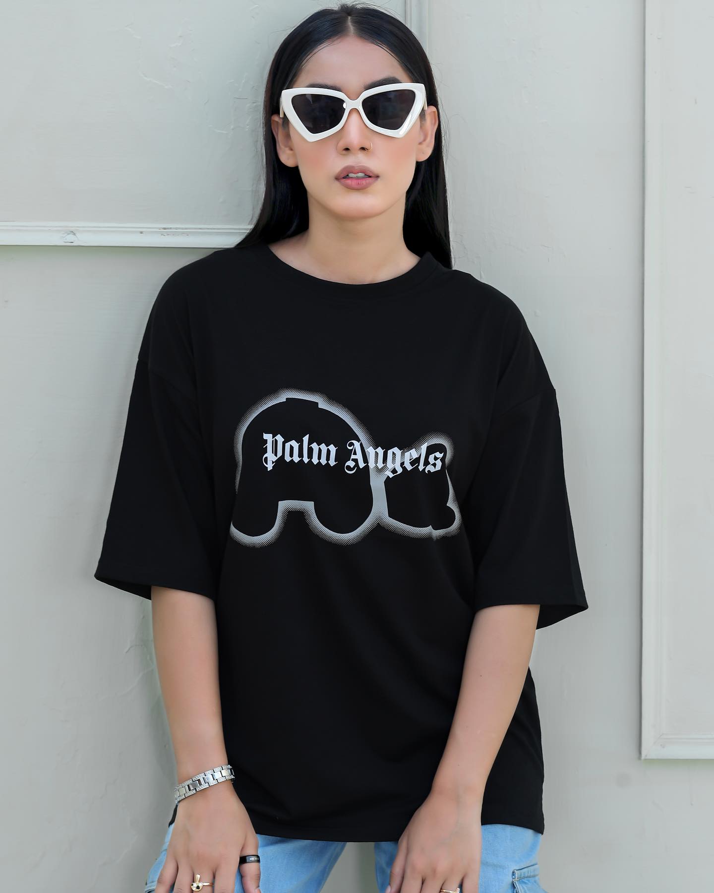 Palm Ang Imported Drop-Shoulder T-Shirt Black -F