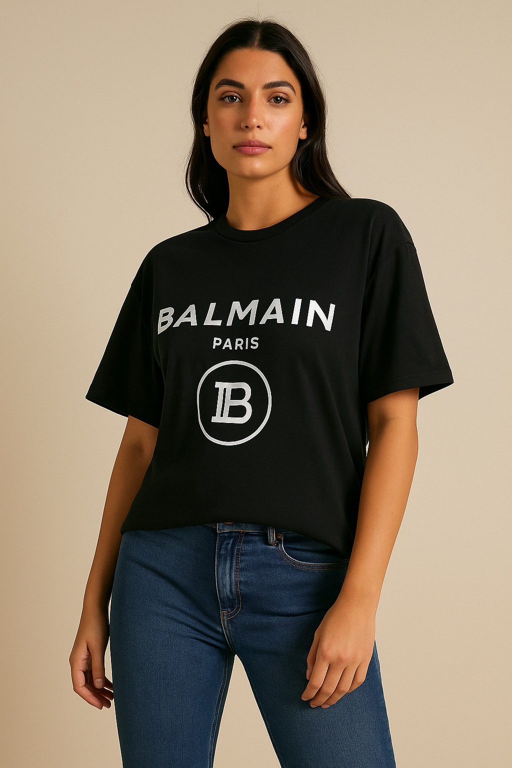 Balmain Imported Drop-Shoulder T-Shirt Black