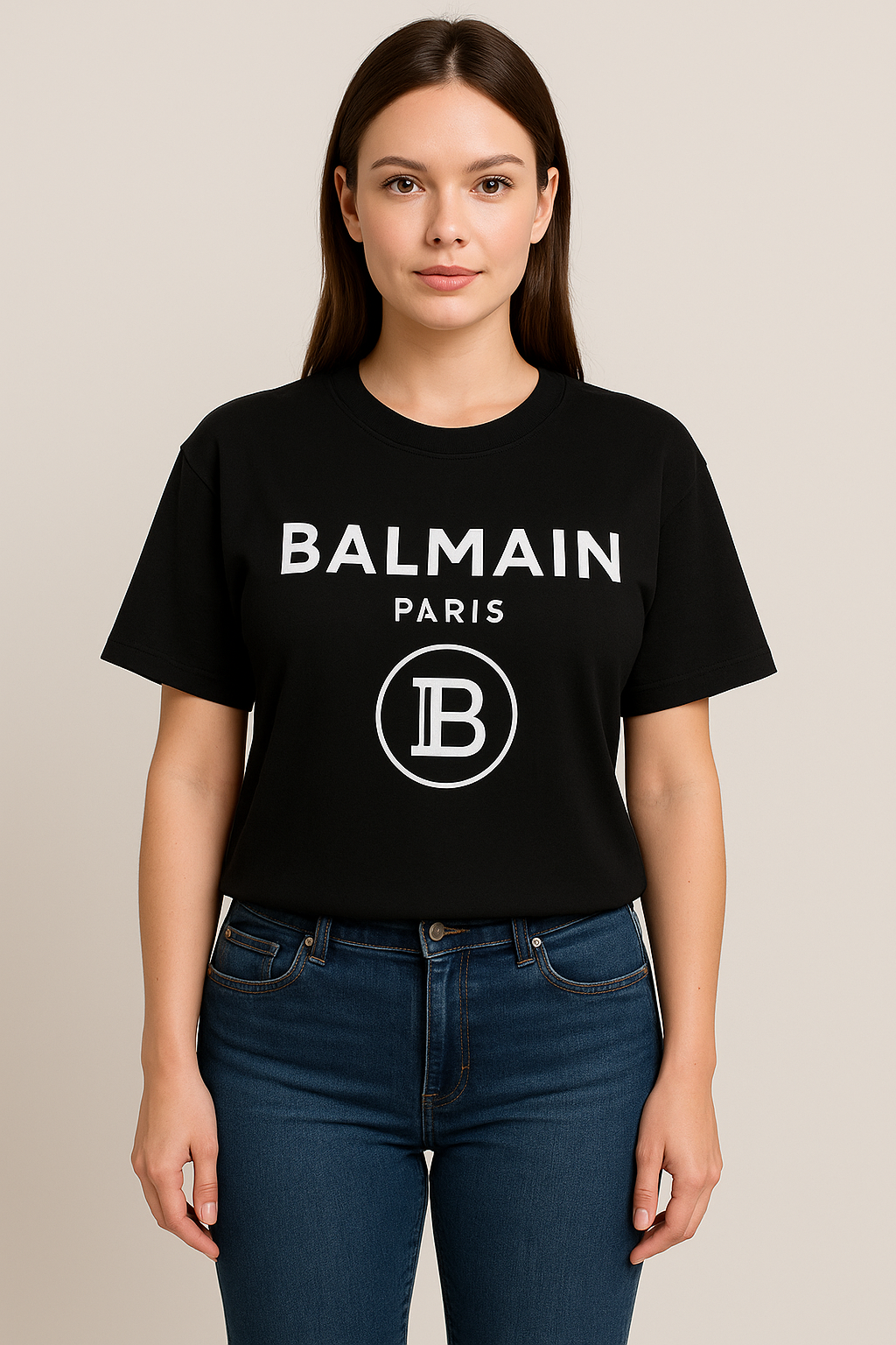 Balmain Imported Drop-Shoulder T-Shirt Black