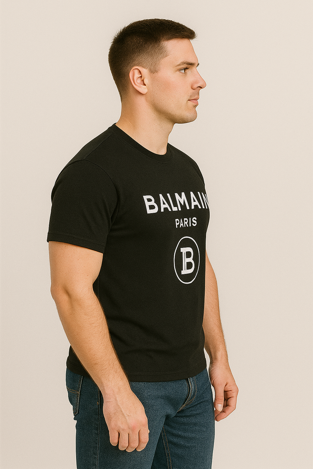 Balmain Imported Drop-Shoulder T-Shirt Black