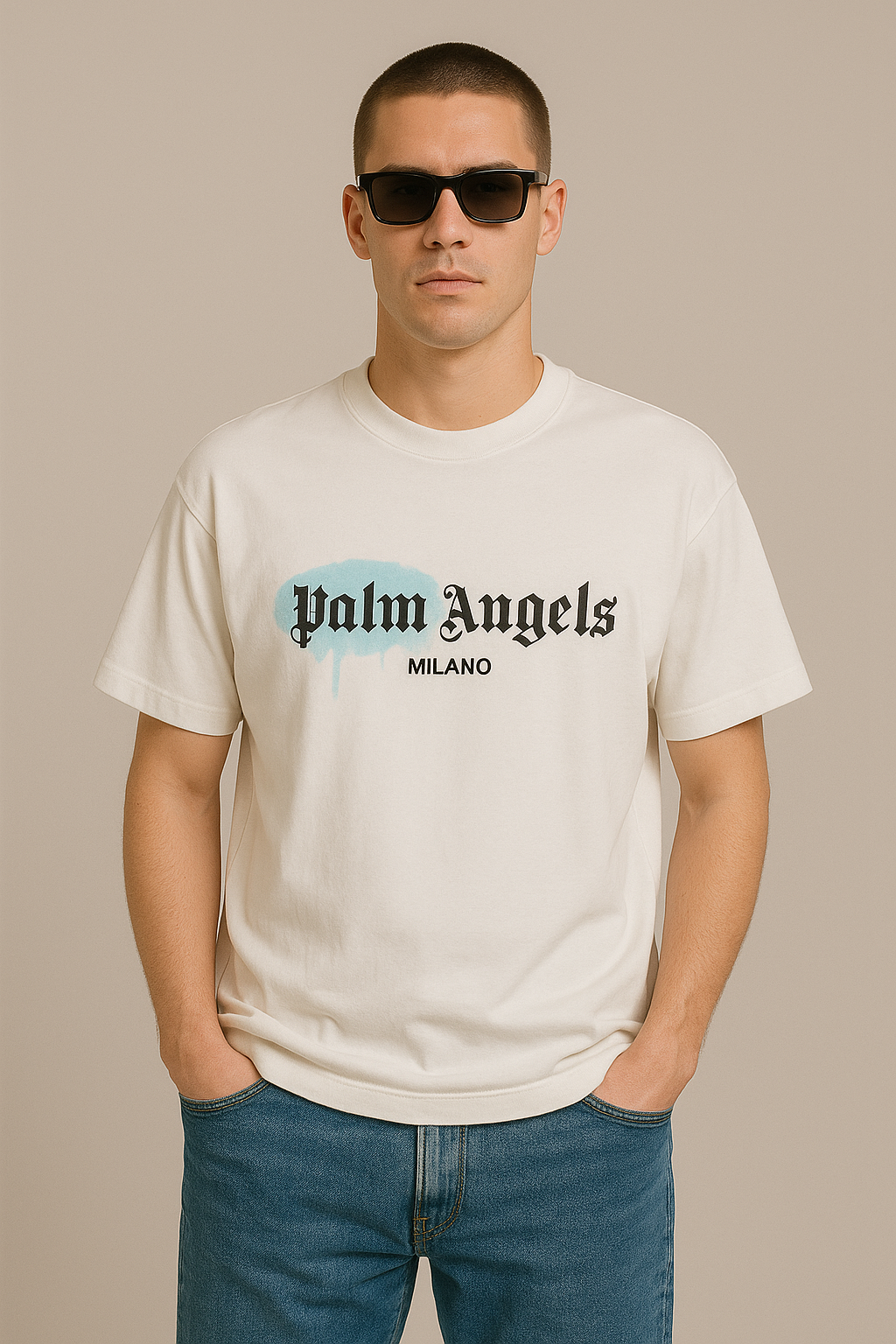 Palm Ang Graphic Drop-Shoulder T-Shirt White