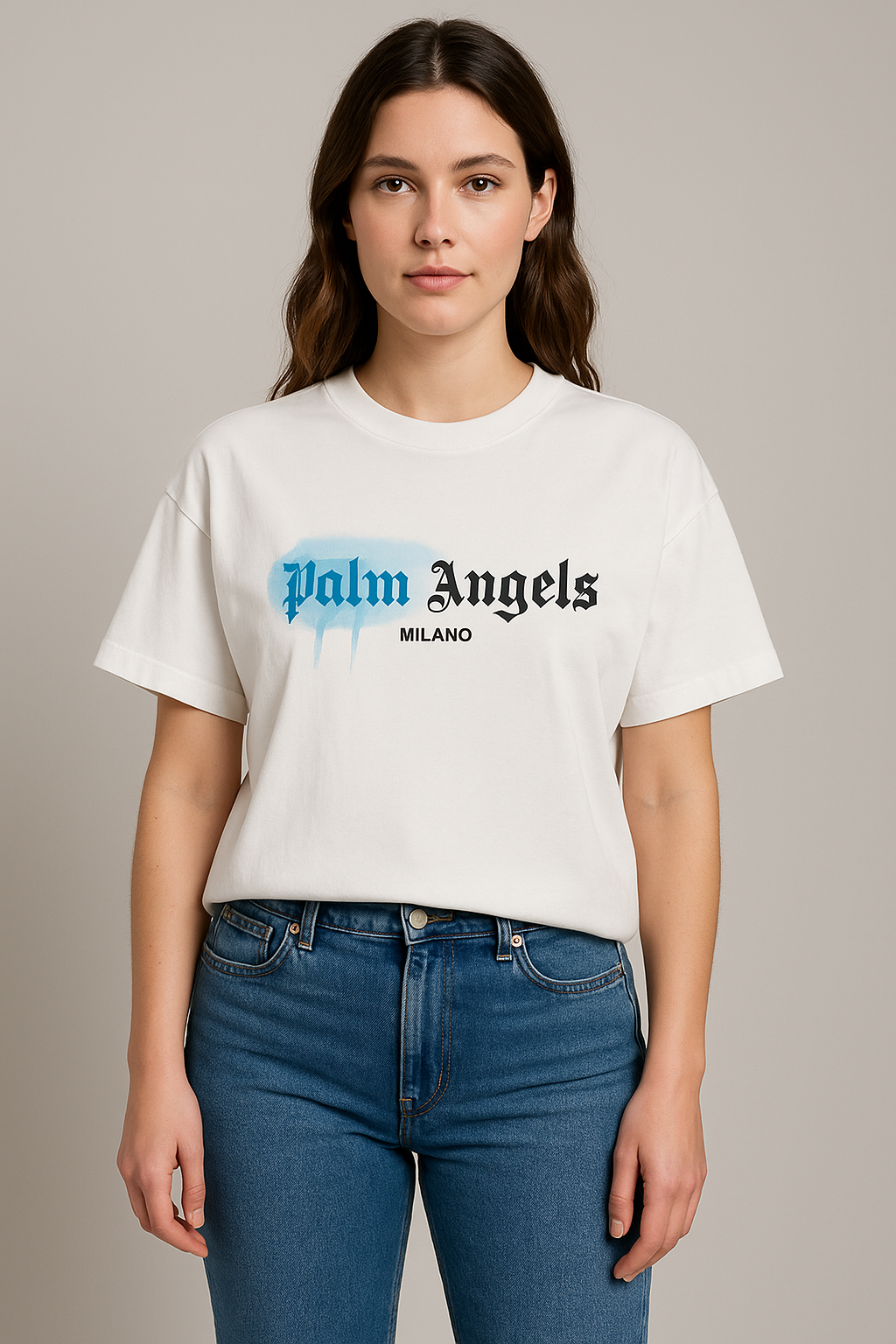 Palm Ang Graphic Drop-Shoulder T-Shirt White