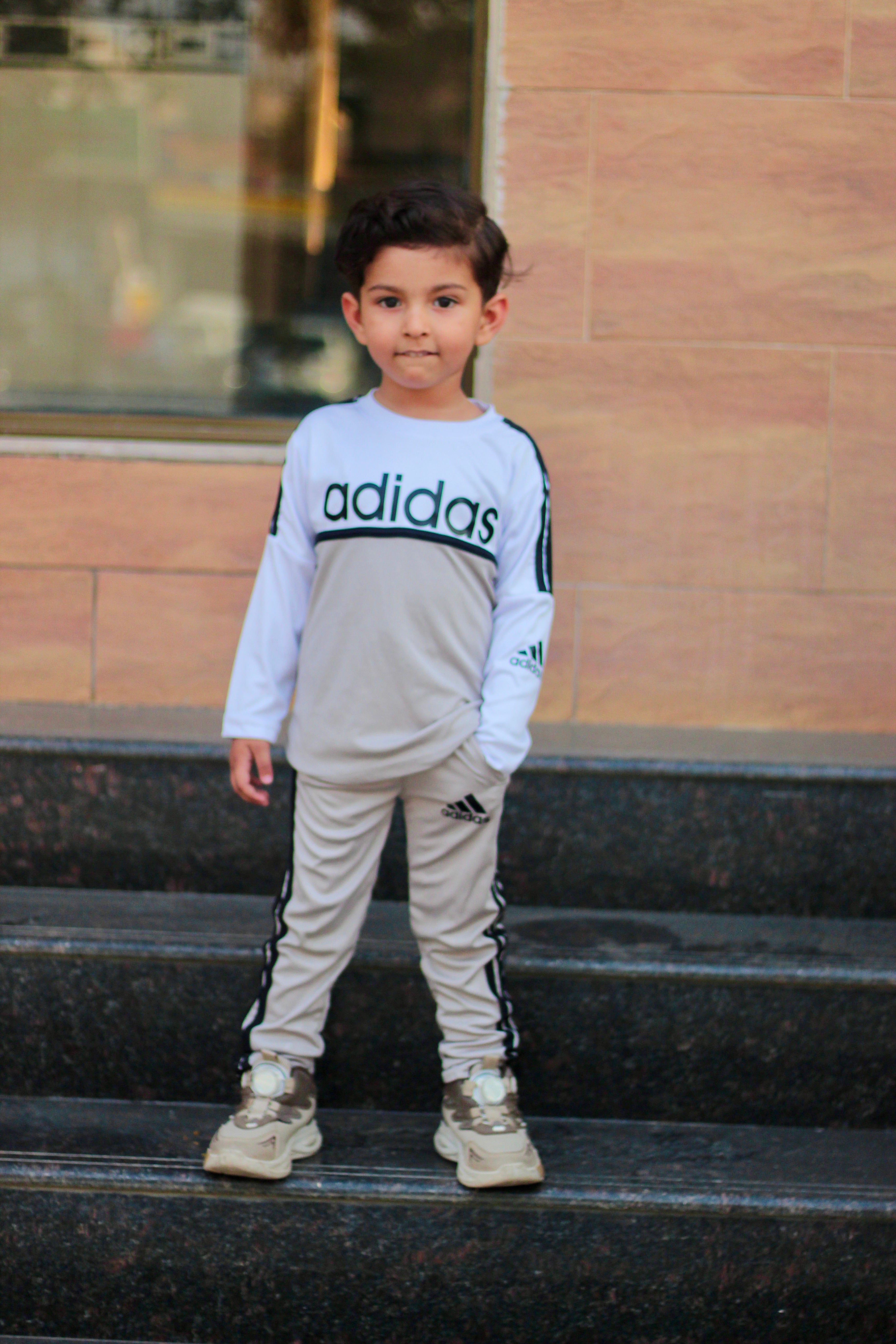 Adi Dri-Fit Tracksuit Full Sleeves Grey White