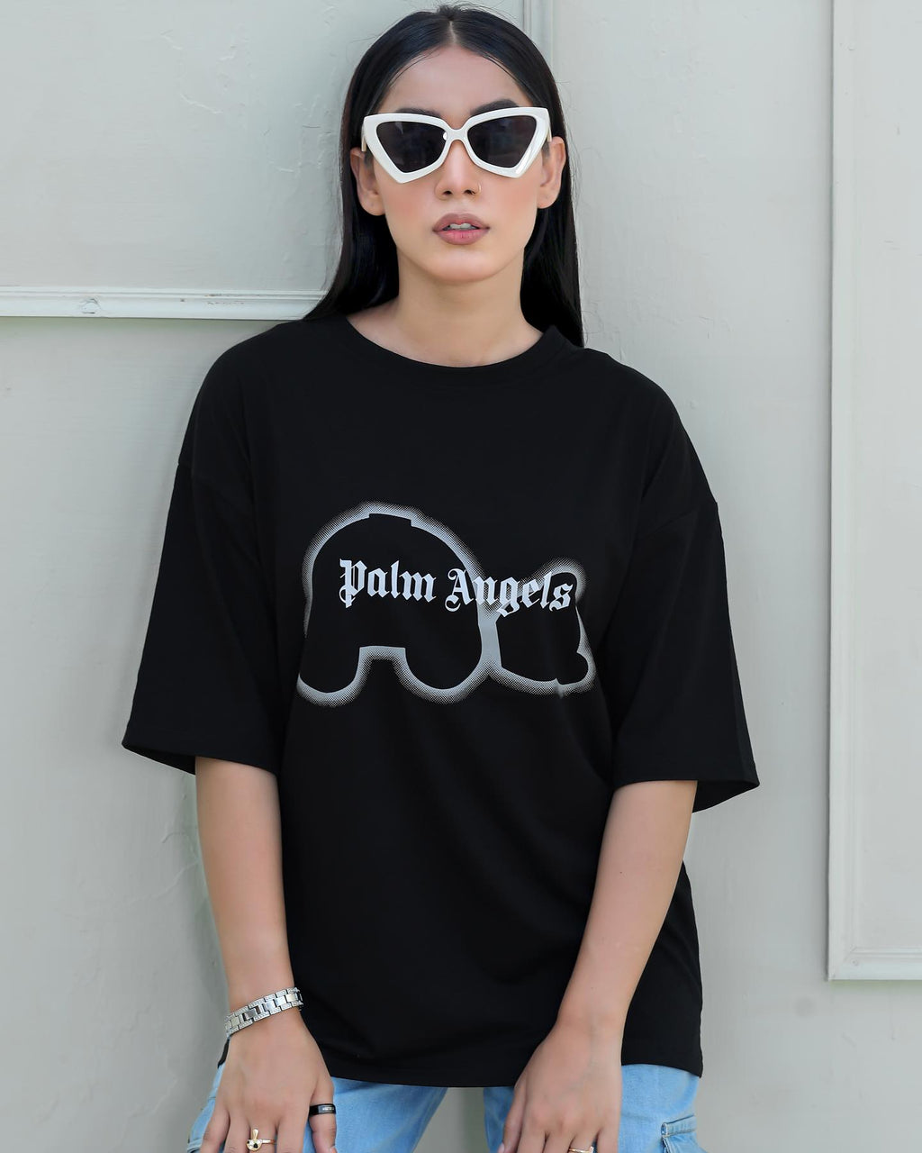 Palm Ang Imported Drop-Shoulder T-Shirt Black