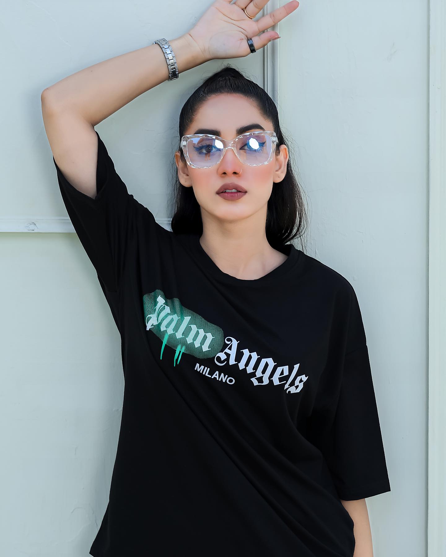 Palm Ang Graphic Drop-Shoulder T-Shirt Black