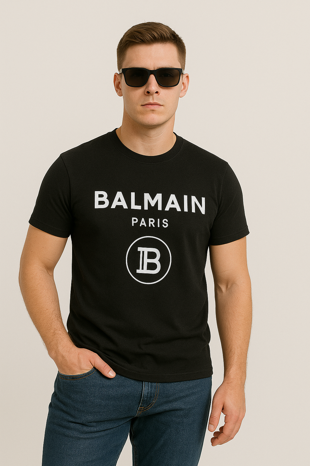 Balmain Imported Drop-Shoulder T-Shirt Black