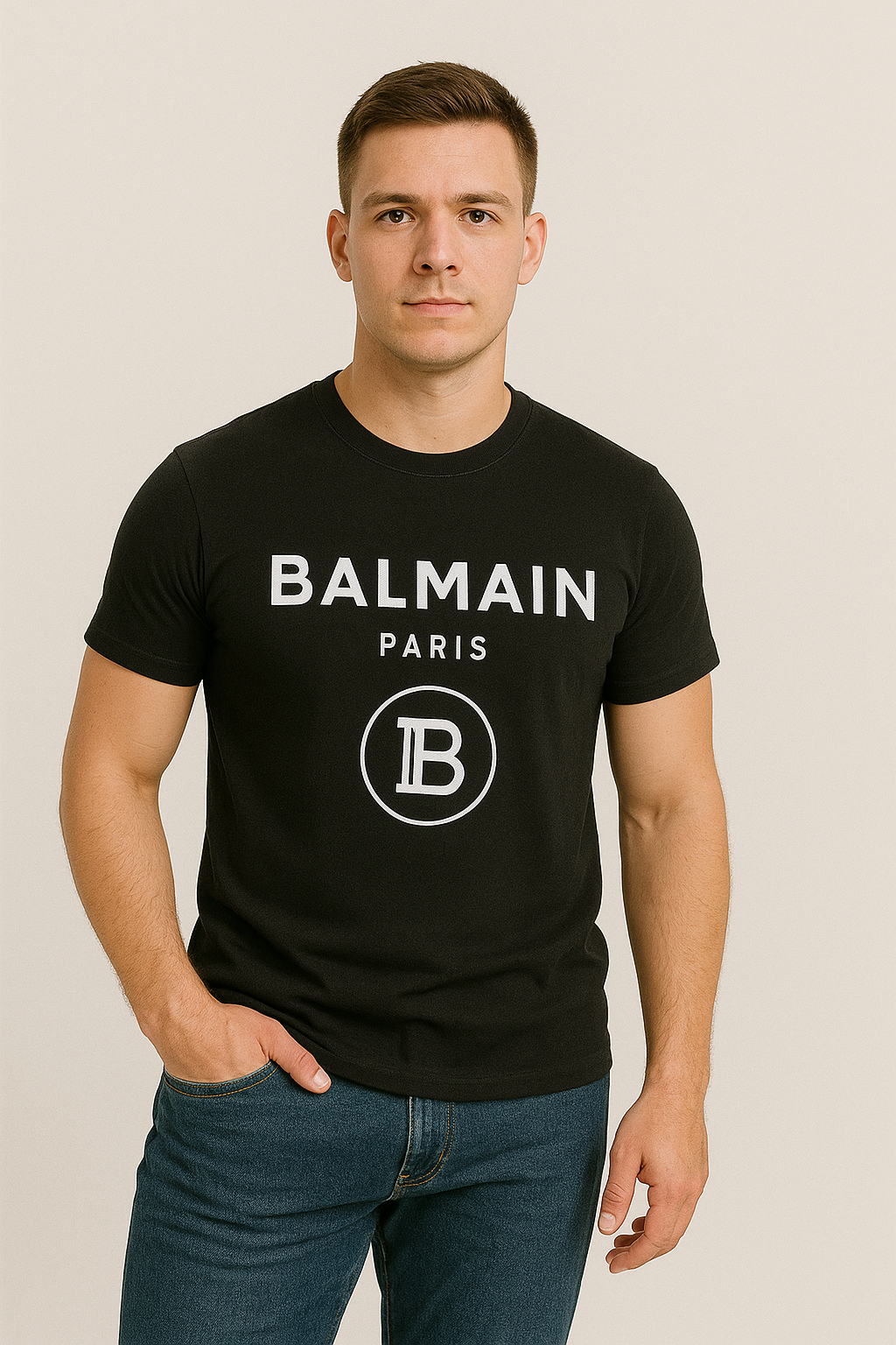 Balmain Imported Drop-Shoulder T-Shirt Black