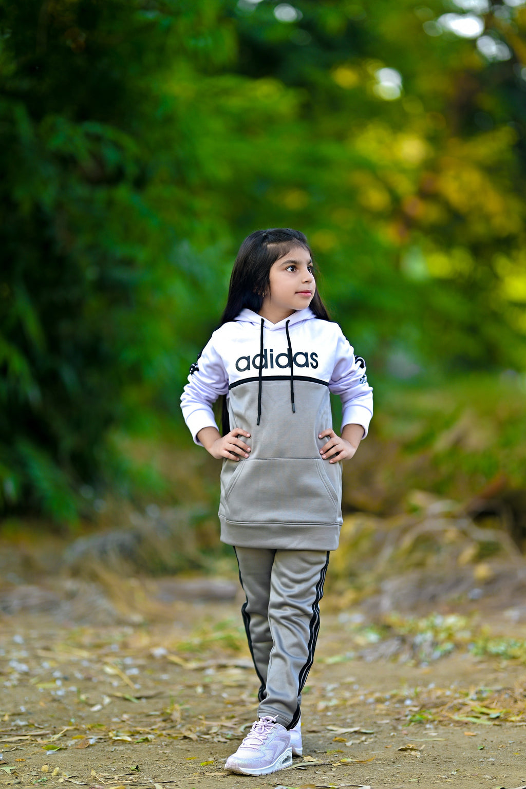 Adi Premium Tracksuit Grey White