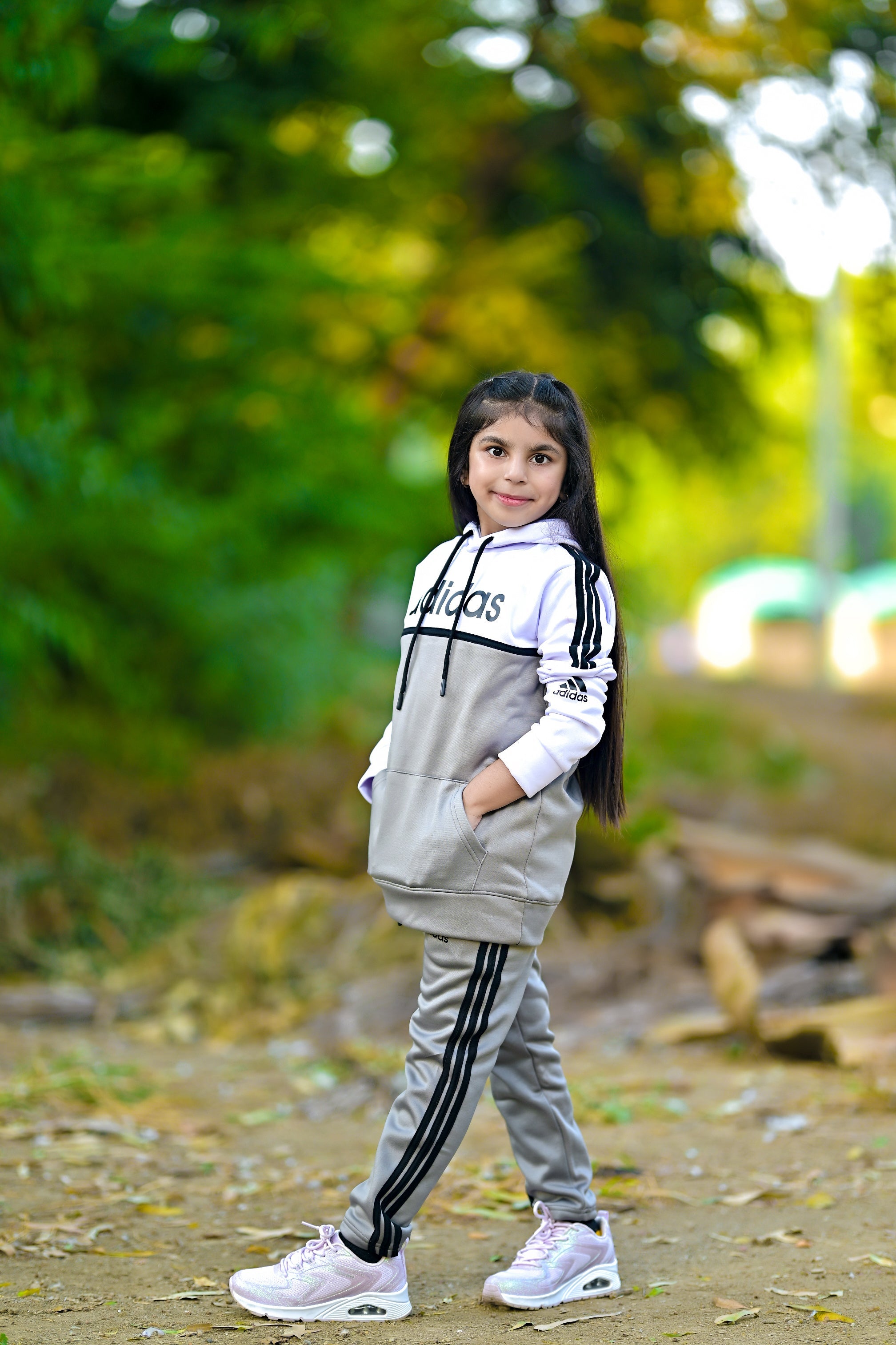 Adi Premium Tracksuit Grey White