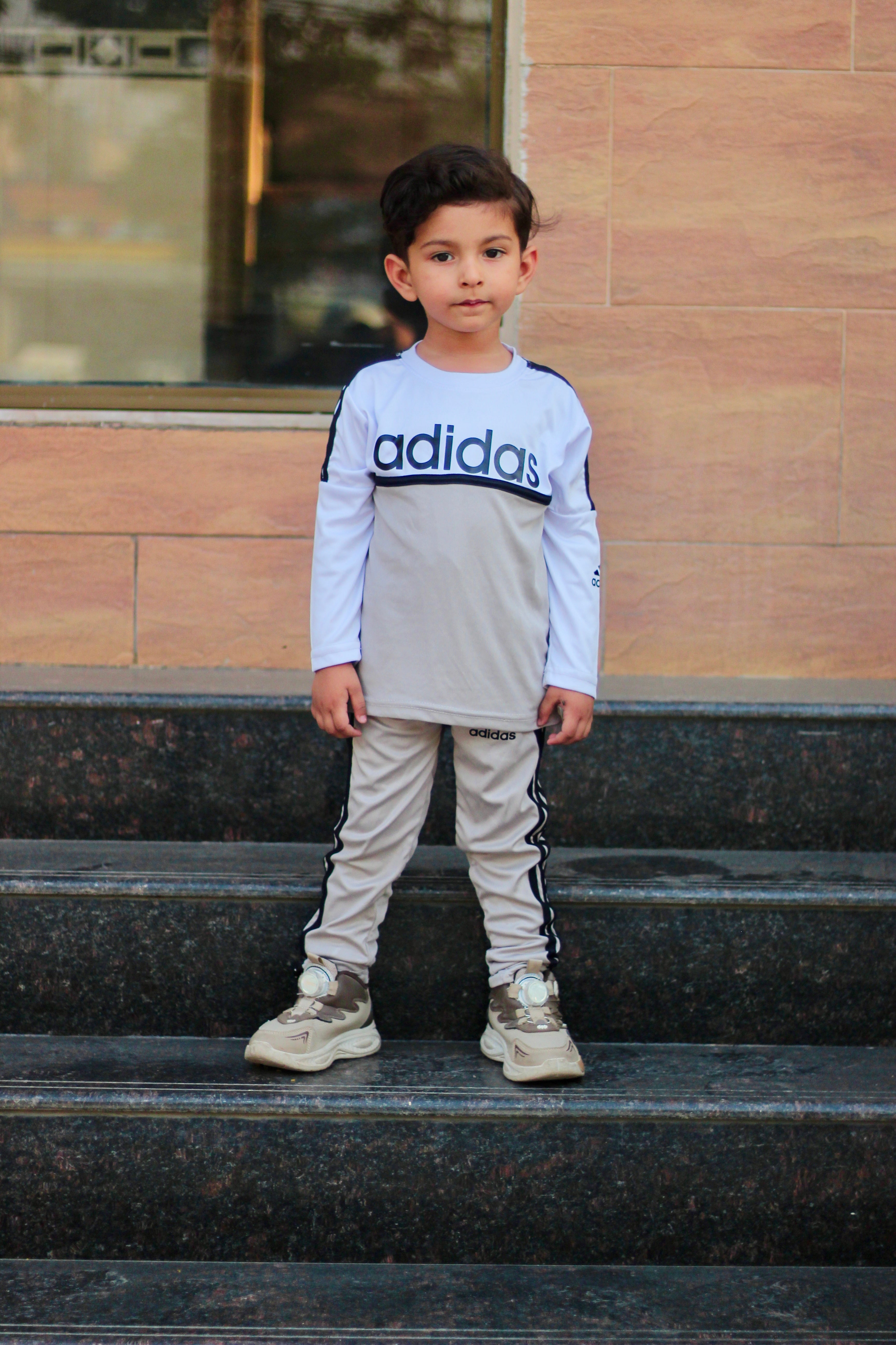 Adi Dri-Fit Tracksuit Full Sleeves Grey White