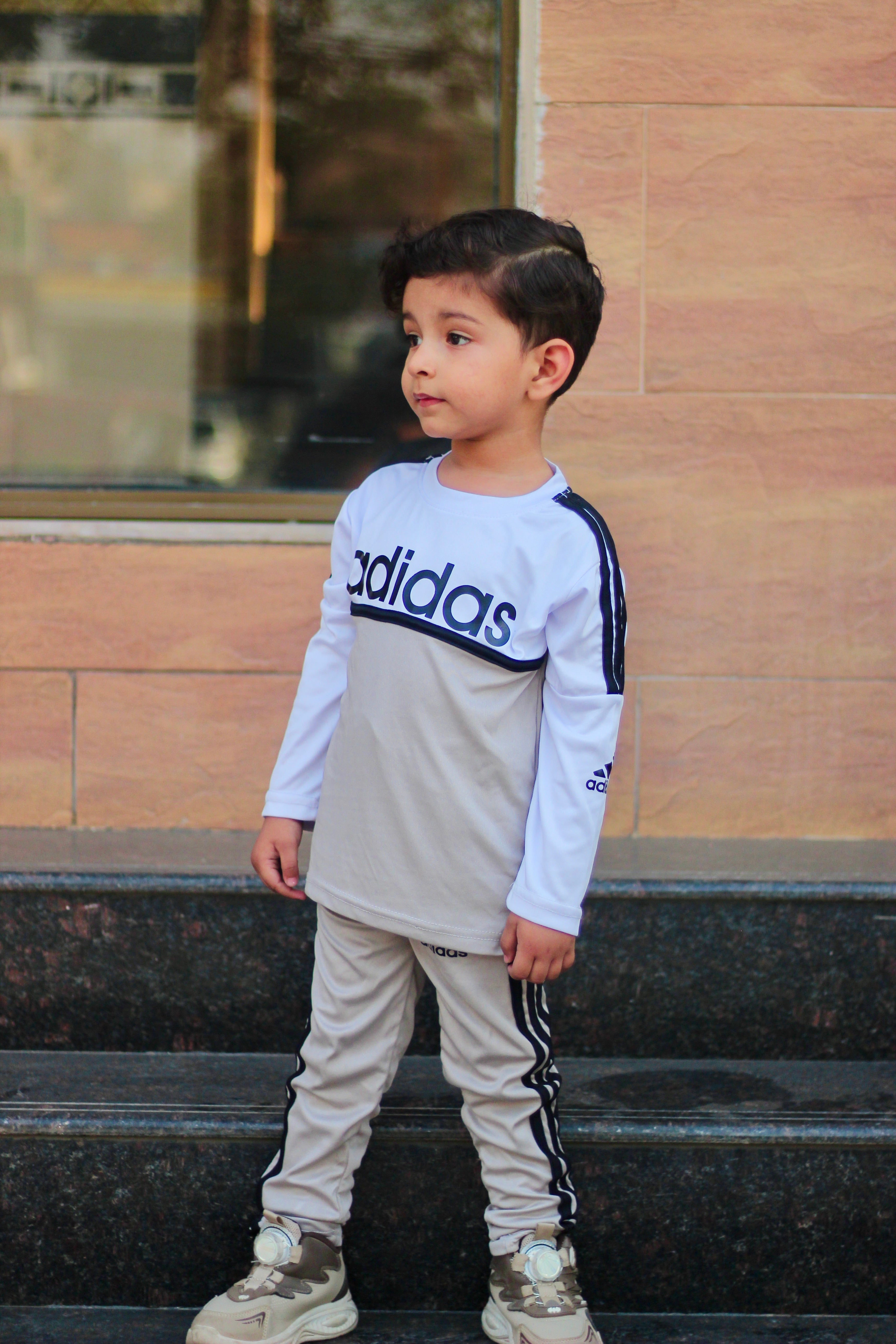 Adi Dri-Fit Tracksuit Full Sleeves Grey White