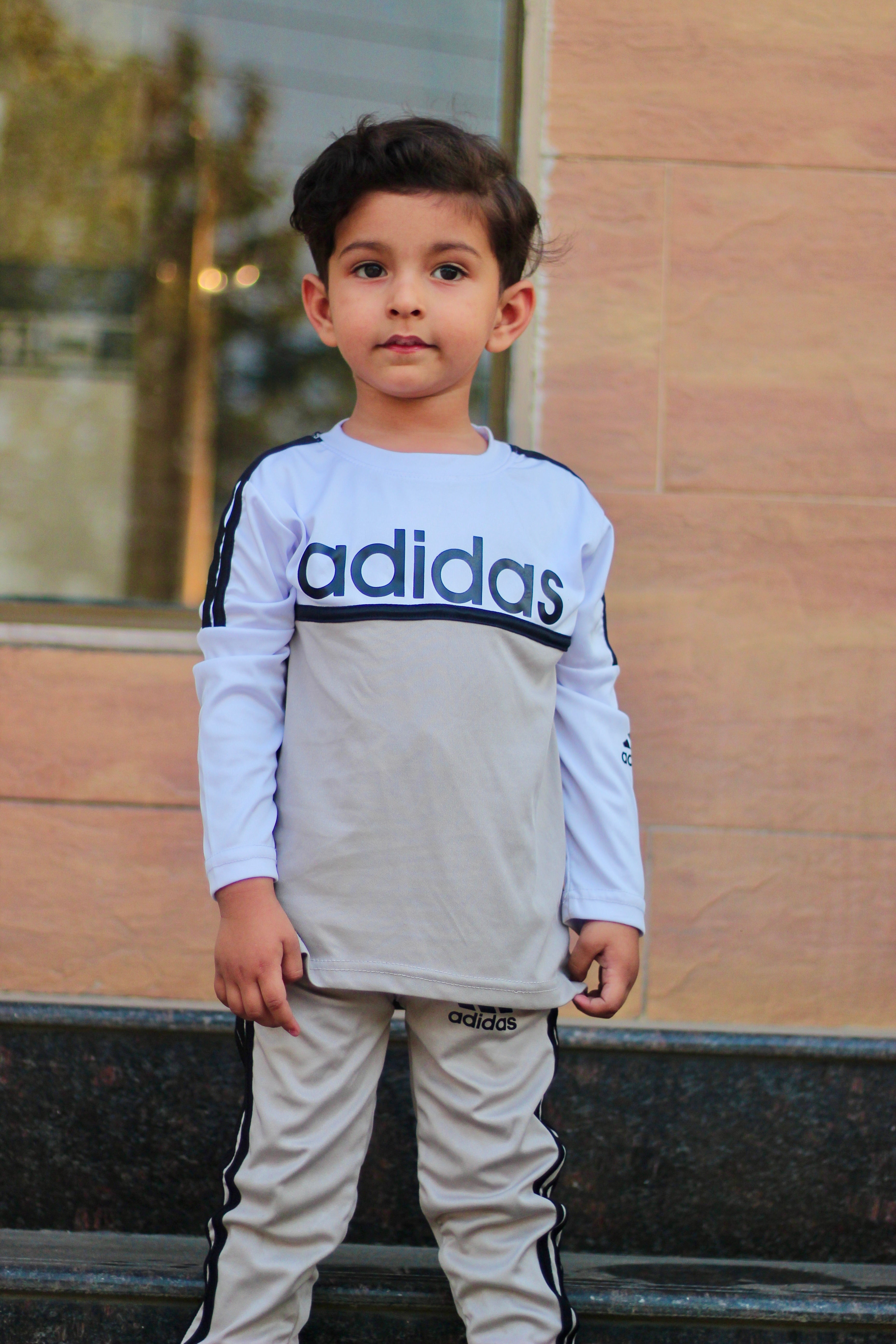 Adi Dri-Fit Tracksuit Full Sleeves Grey White