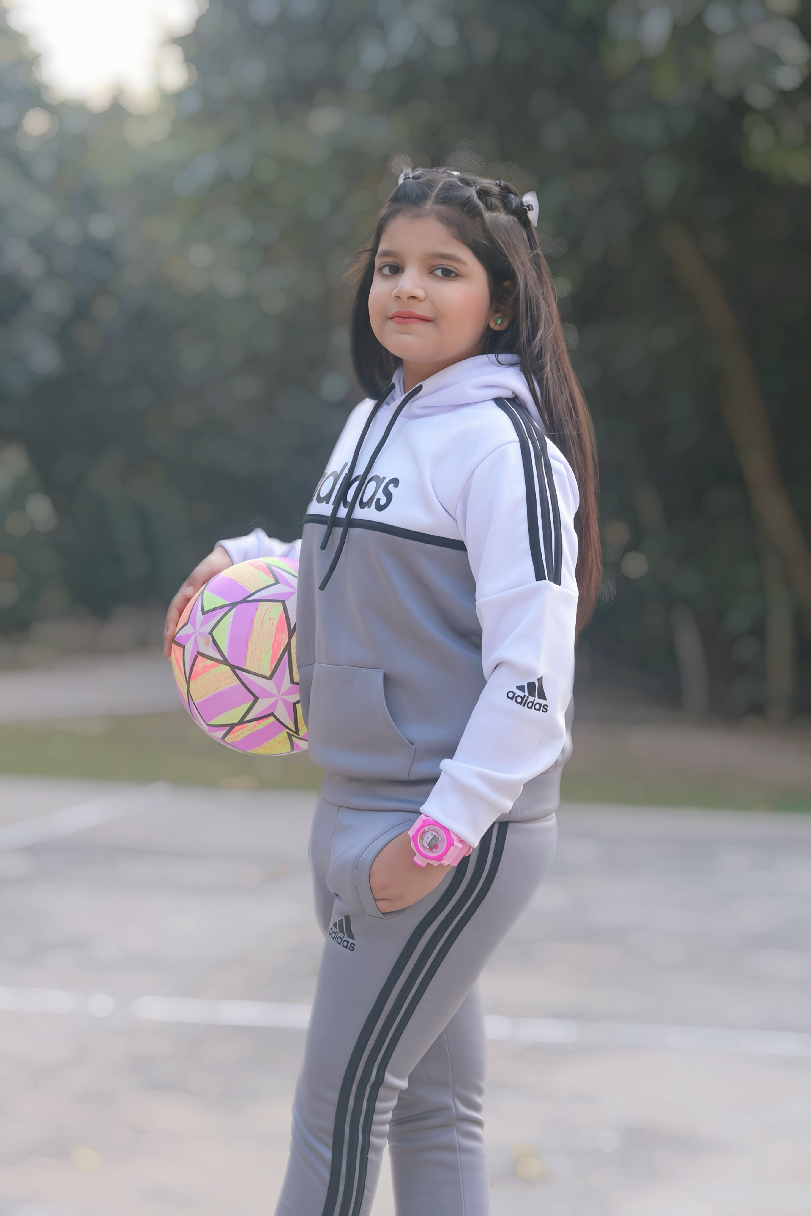 Adi Premium Tracksuit Grey White